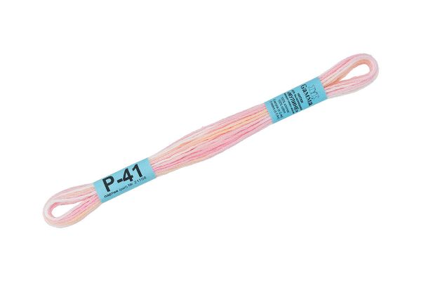 Мулине Gamma меланж, цв.Р-41 бл.розовый-молочный-персиковый, 12 мотков по 8 метров