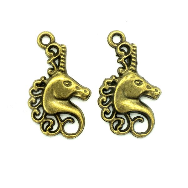 Подвеска металлическая голова единорога, 15х24 мм, 2 шт в упак, Astra&Craft, латунь