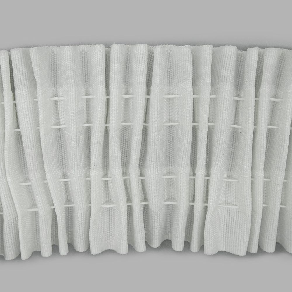 Лента (тесьма) шторная: сборка параллельная нефикс. 70 мм / 50 метров, (2 ряда петель, 4 шнура), белый, C70