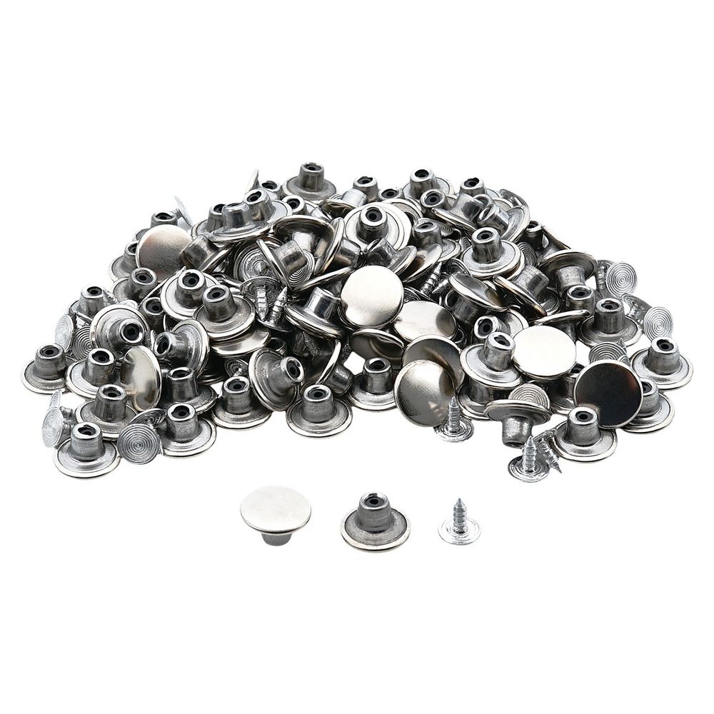 Пуговицы джинсовые ⌀14 мм, фиксированная ножка, сталь, гладкая, никель, 100 шт, New Star