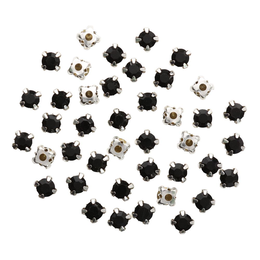 Хрустальные стразы в цапах/серебро, 6мм, 40 шт/упак, Astra&Craft (38 черный), 4AR169/176