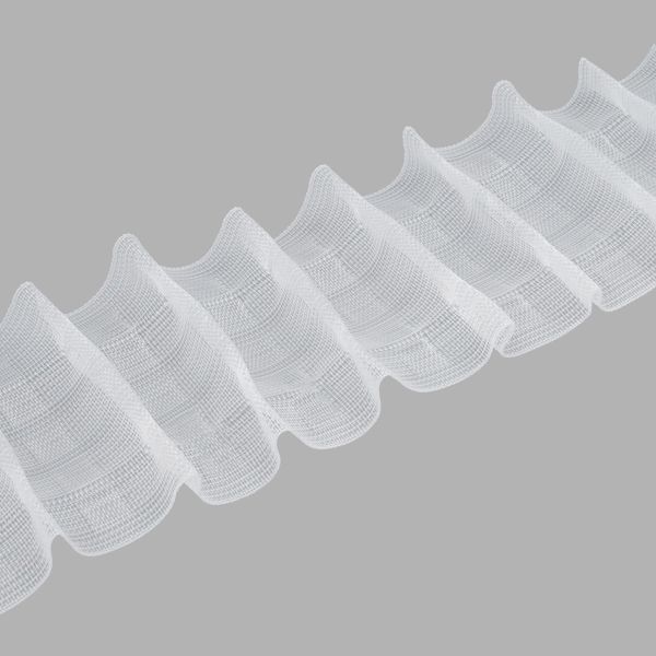 Лента (тесьма) шторная: сборка параллельная (1:1.5) 67 мм / 100 метров, (5 рядов петель, 2 шнура), прозрачный ГР, 6115-SPD