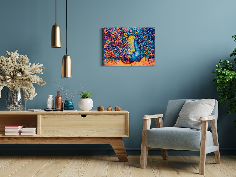 Алмазная (кристальная) мозаика Фрея ALPD-140, на подрамнике Яркий павлин, 40х30 см