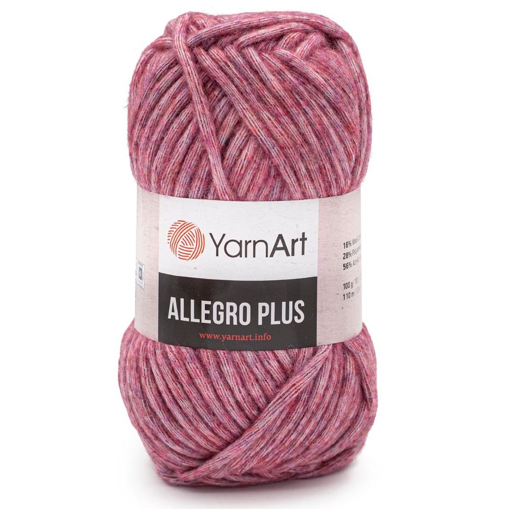 Пряжа YarnArt (ЯрнАрт) Allegro Plus / уп.5 мот. по 100 г, 110м, 702 темно-розовый меланж