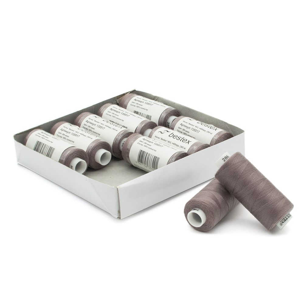 Нитки швейные бытовые Bestex 40/2, 365 м (400 ярд) / 10 кат., 286 серо-лиловый