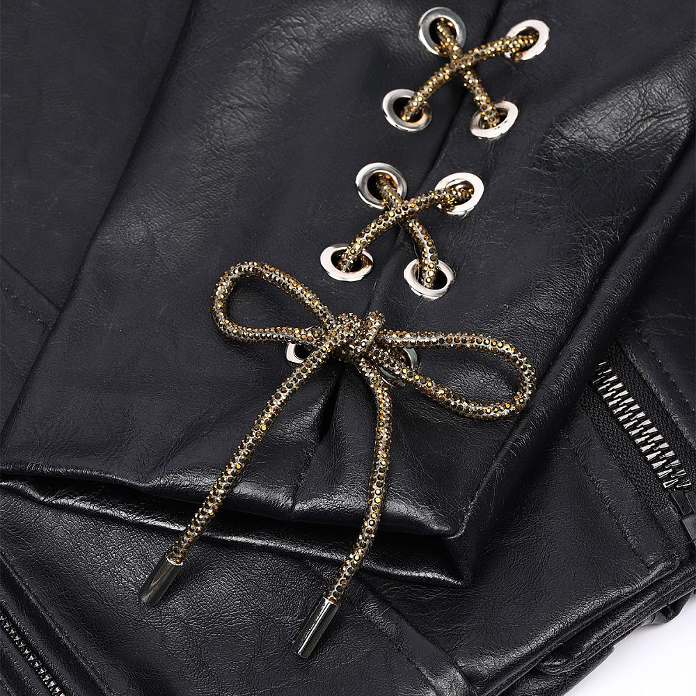 Шнурок для одежды со стразами ⌀4.0 мм, 130см TBY.1404 цв.золото уп.1шт