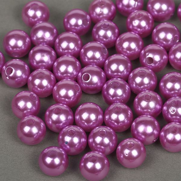 Бусины пластик (перламутр) ⌀12 мм, цв.093 т.сиреневый, уп.500г (530 шт), Magic4Hobby