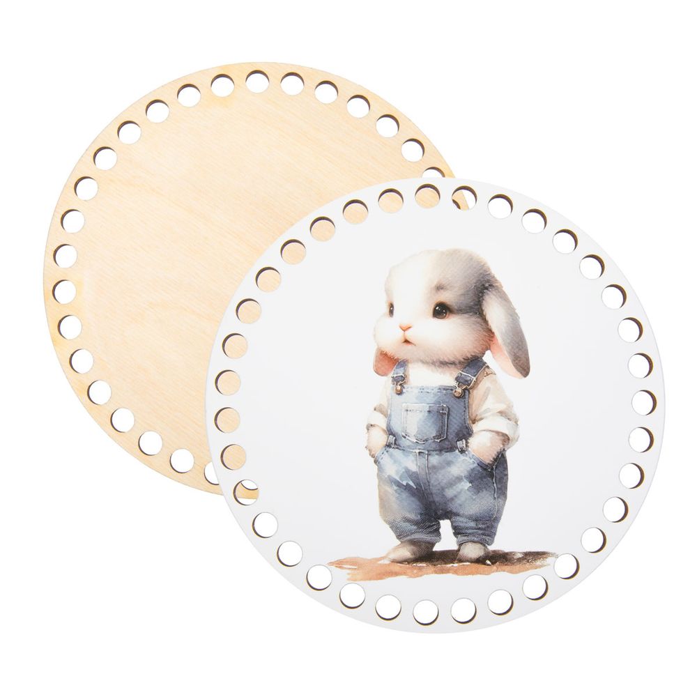 Набор донышек для вязания Матовый фанера ⌀15х0.4 см, 2 шт, 04 Зайчик, Love2art ДВ-02