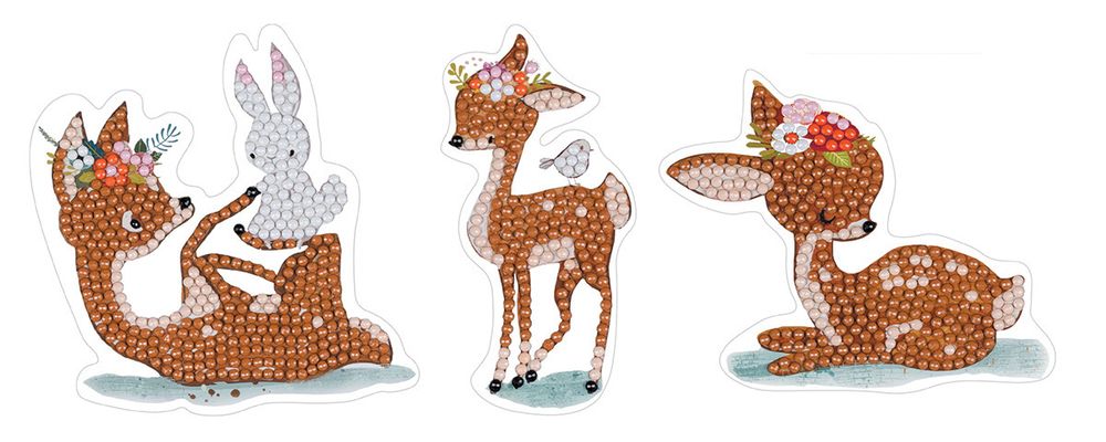 Алмазная (кристальная) мозаика Фрея, наклейки Оленята, 10х9 см