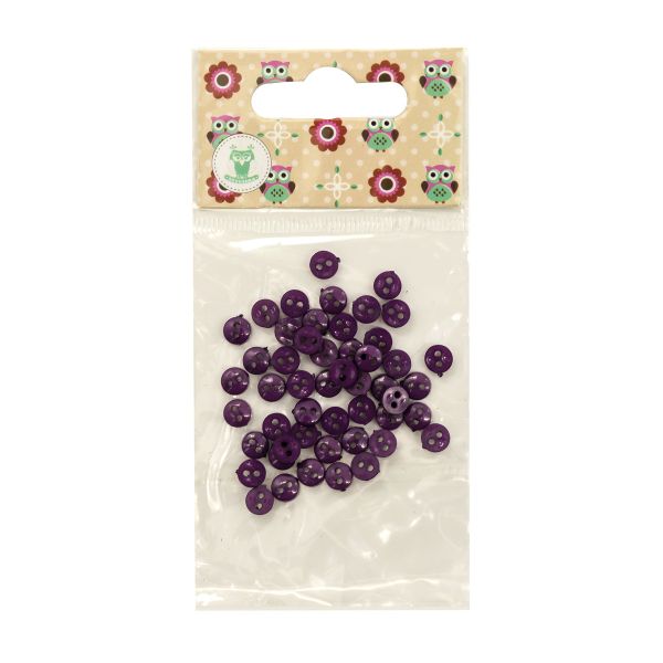 Украшения декоративные пуговицы Мини 2 прокола, 6мм, уп/50 шт ± 2 шт цв.фиолетовый