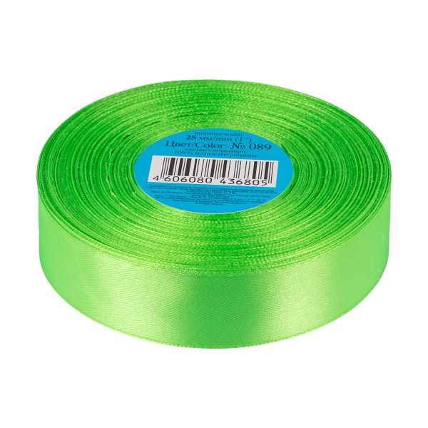 Лента атласная 1-сторонняя 25.0 мм / 33±2 метра, 089 св-салатовый, Gamma