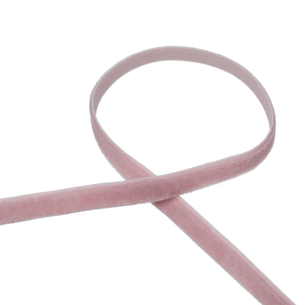 Лента бархатная (тесьма) эластичная 6.0 мм / 16.5±0.5 метра, №608 (15-1906) пудровый, Blitz VRE-06