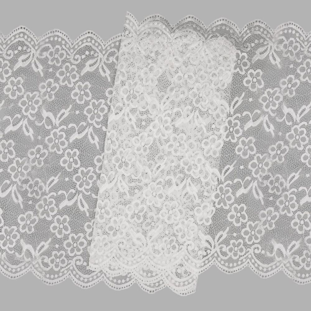 Кружево бельевое эластичное 400 мм / 13.72 м, цв. C501 белый