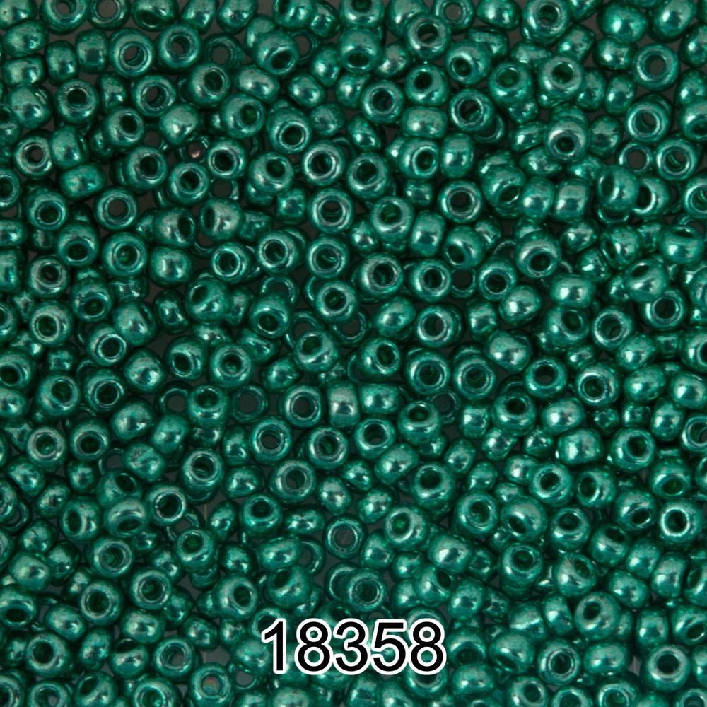 Бисер Preciosa круглый 10/0, 2.3 мм, 500 г, 18358 (Ф654) т.зеленый/металлик