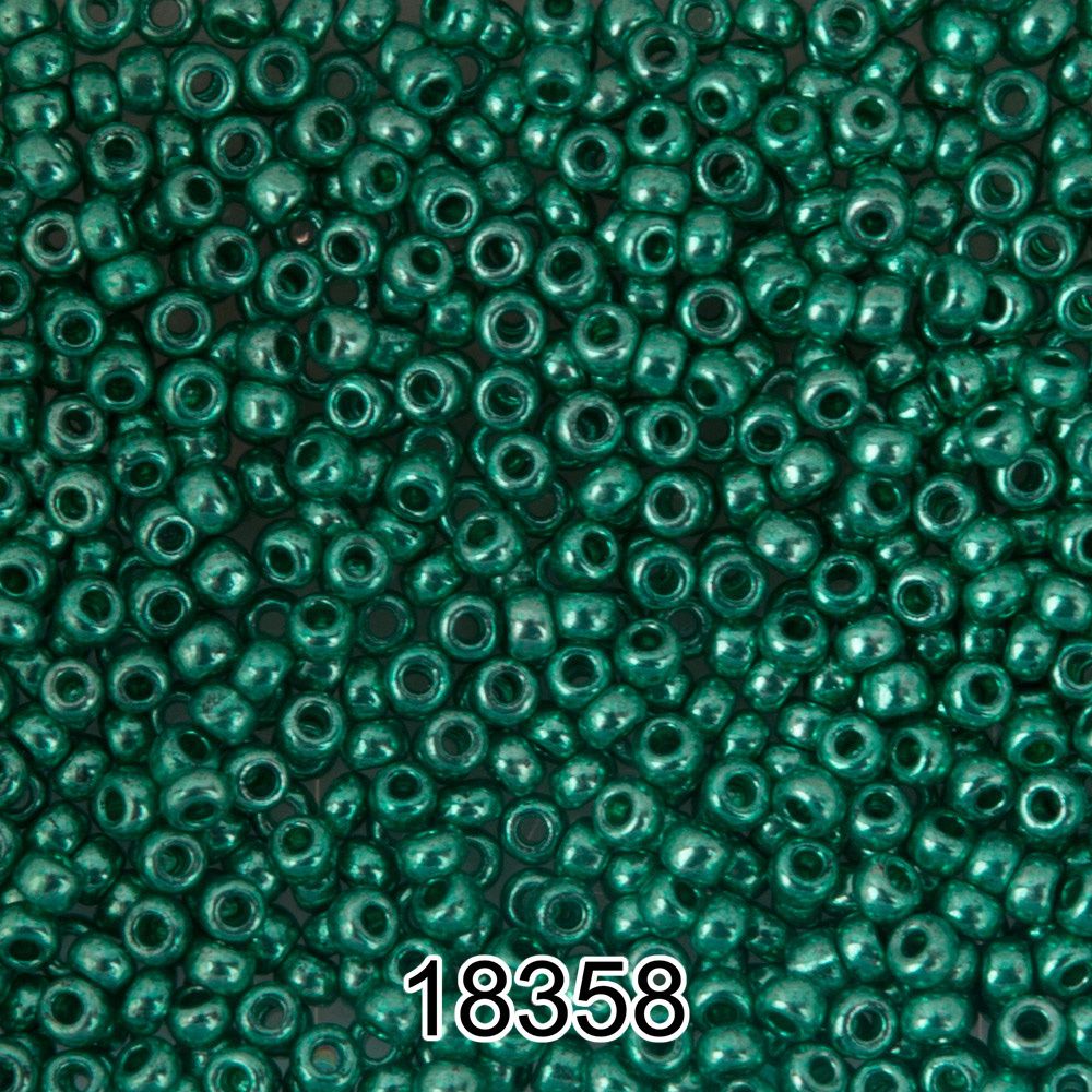 Бисер Preciosa 10/0 (2.3 мм), 500 г, 18358 (Ф654) т.зеленый/металлик