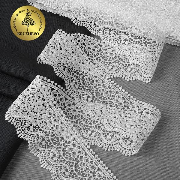 Кружево гипюр (плетёное) 65 мм / 13.71 метров, TBY 8GB014, цв.01 белый