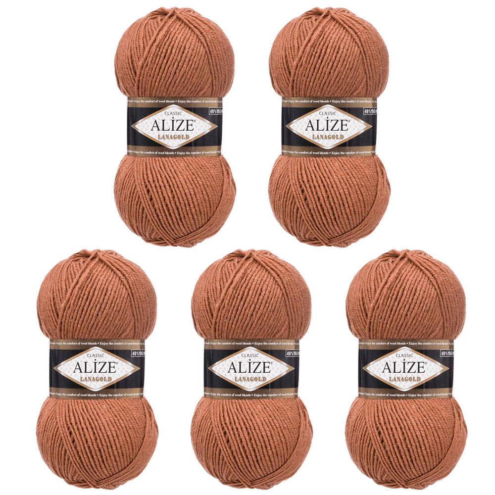 Пряжа Alize (Ализе) Lana Gold / уп.5 мот. по 100 г, 240м, 565 коричнево-красный