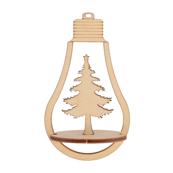 Заготовка из фанеры Подвеска объемная Лампочка 6х10 см, елочка, Mr.Carving, КЛ-45