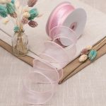 Лента декоративная с волнистым краем 38.0 мм / 18.29±1 метров, 100% органза, (нежно-розовый)