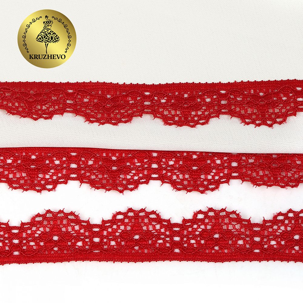 Кружево эластичное (стрейч) 15 мм, TBY.8031, L101 т.красный, 50м, Kruzhevo
