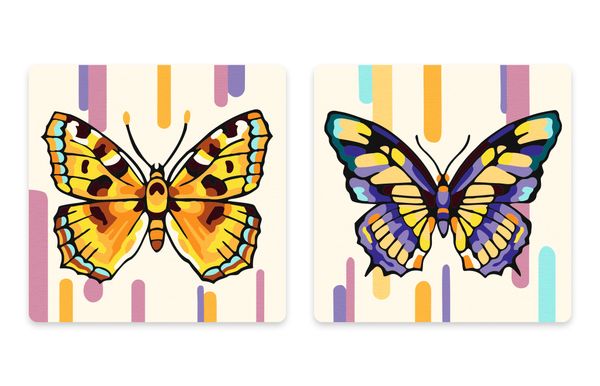 Картина по номерам Фрея PNBM-026, Пестрые бабочки, (на магните) 9х9 см