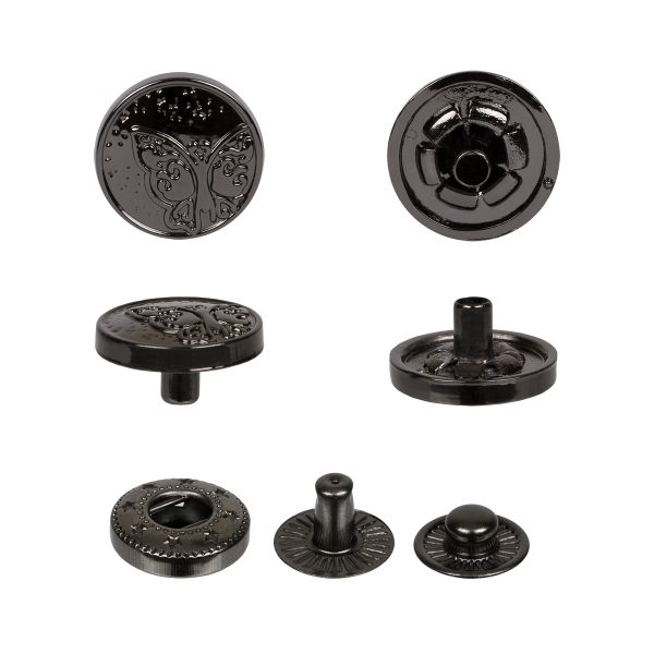 Кнопка Альфа (S-образная) ⌀12.5 мм, 36 шт, металл, нерж., 06 черн.никель, MIKRON JK 009