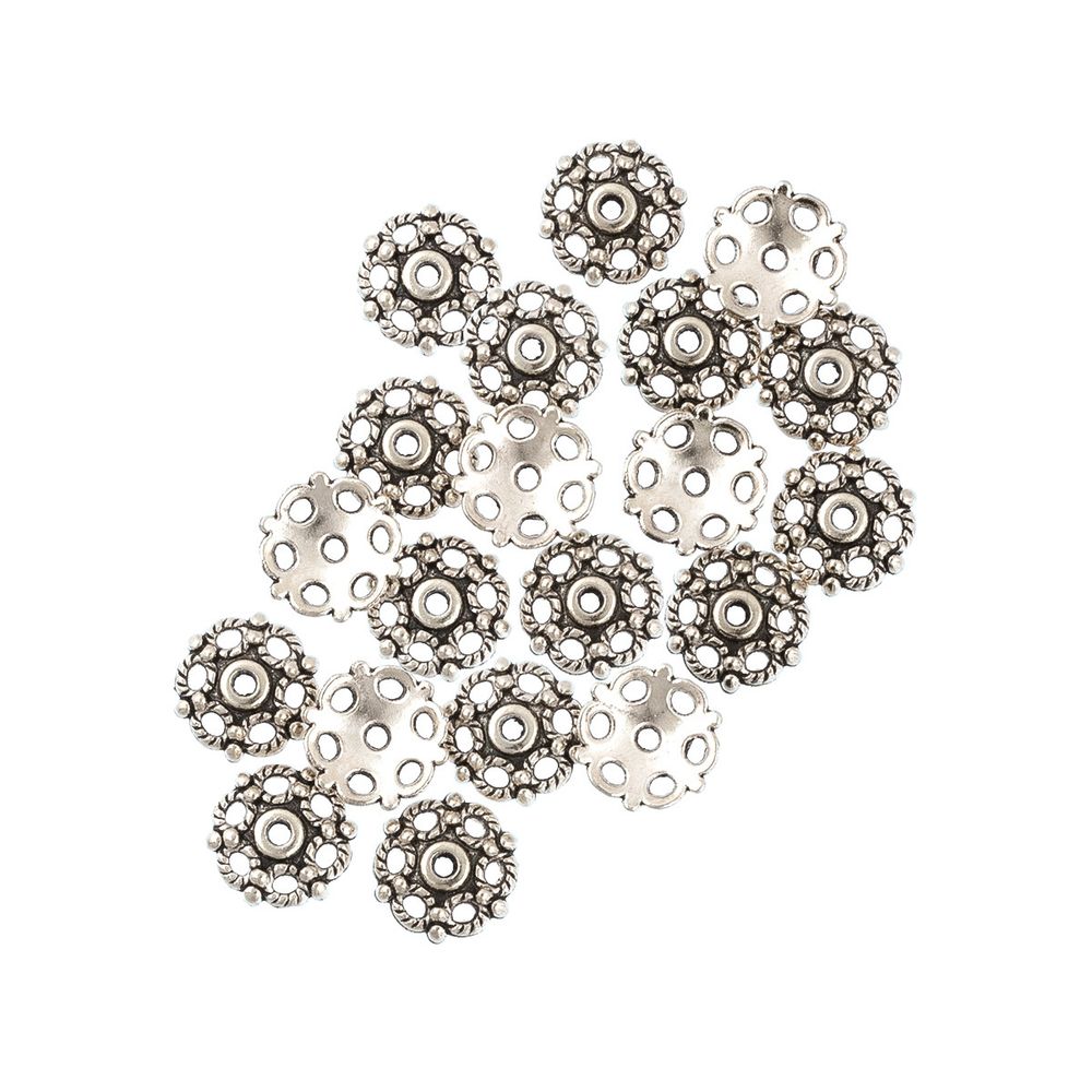 Розетки для бус 11 мм, 20 шт, 01 под античное серебро, Zlatka MFR-13