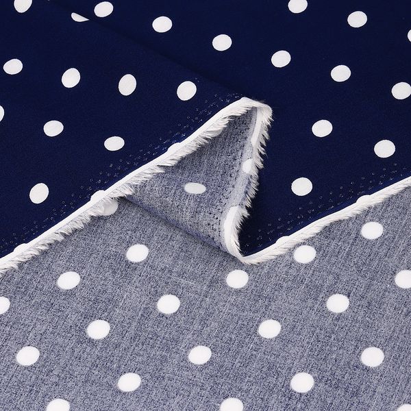 Штапель в горошек 90 г/м², 145 см / 2 метра, TBY.Vidt.02 цв.синий