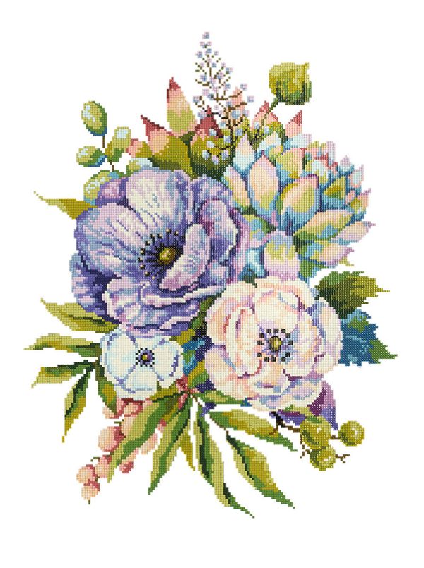 Алмазная (кристальная) мозаика Фрея, Букет с анемонами, 40х55 см