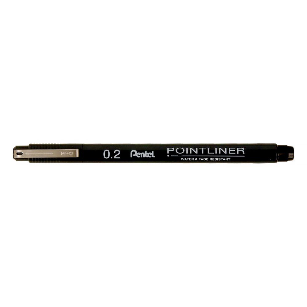 Линер Pentel Pointliner 0.2 мм, 12 шт, S20P-2A черные чернила