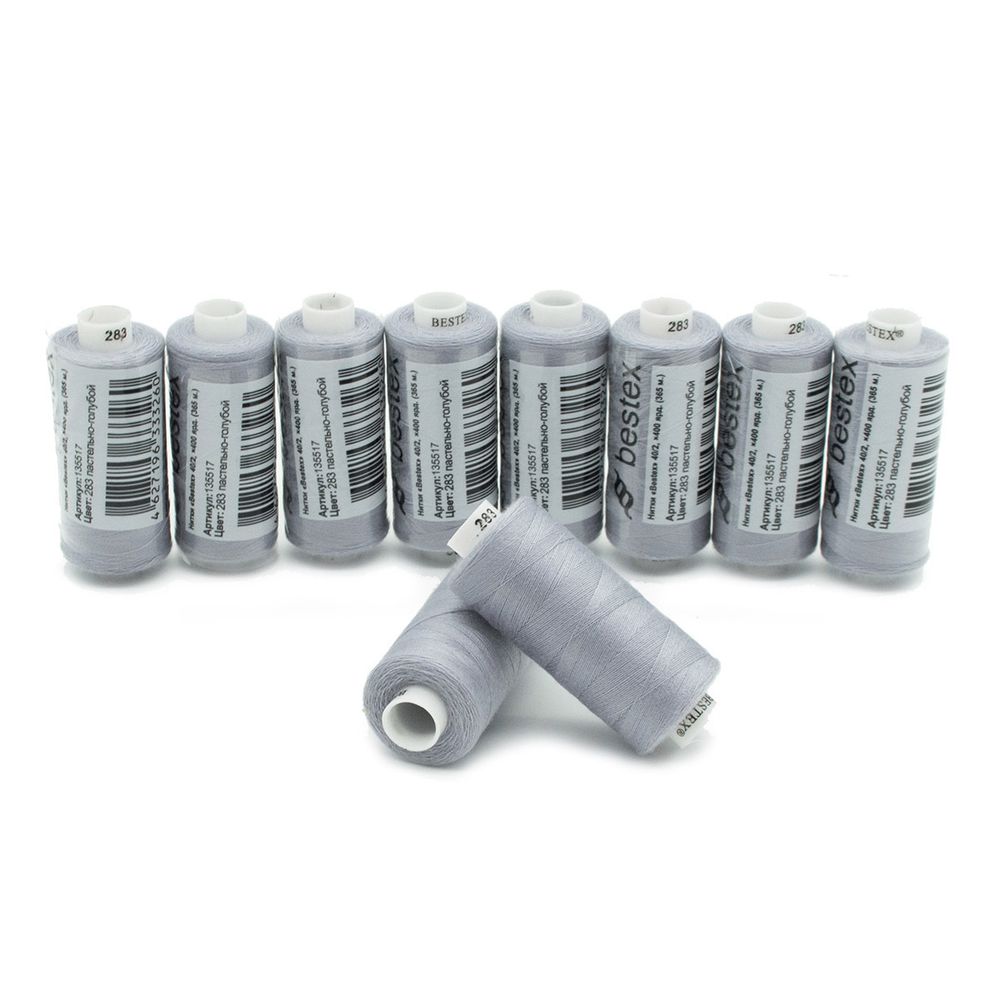 Нитки швейные бытовые Bestex 40/2, 365 м (400 ярд) / 10 кат., 283 пастельно-голубой