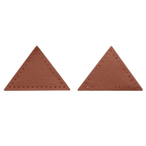 Заплатки пришивные из кожи, треугольник равнобедр., стор. 6см, с перфорацией, 2 шт, 100% кожа, 02 светло-коричневый, 9902