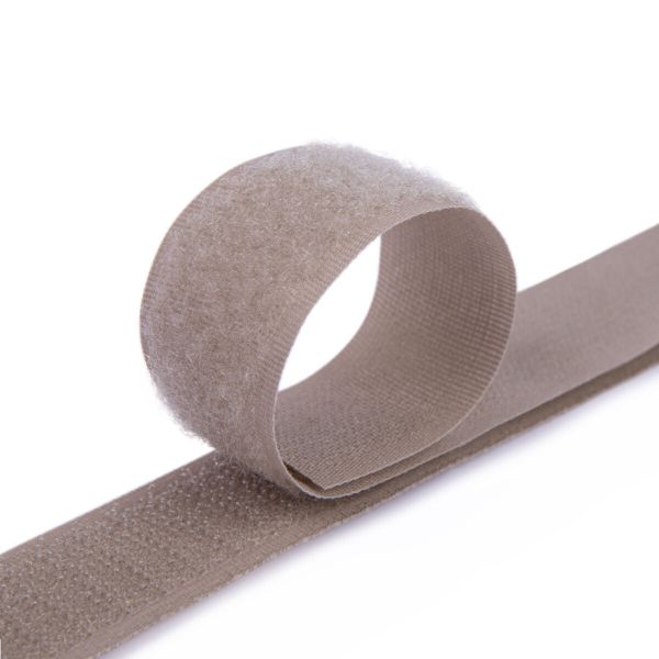 Лента контактная липучка (велкро) пришивная 25 мм / 25 метров, 047 серый, Gamma LG-25, ПАРА (крючок+петля), качество 