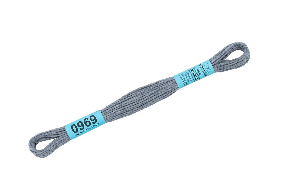 Мулине Gamma 100% хлопок, цв.0969 серый, 24 мотка по 8 метров