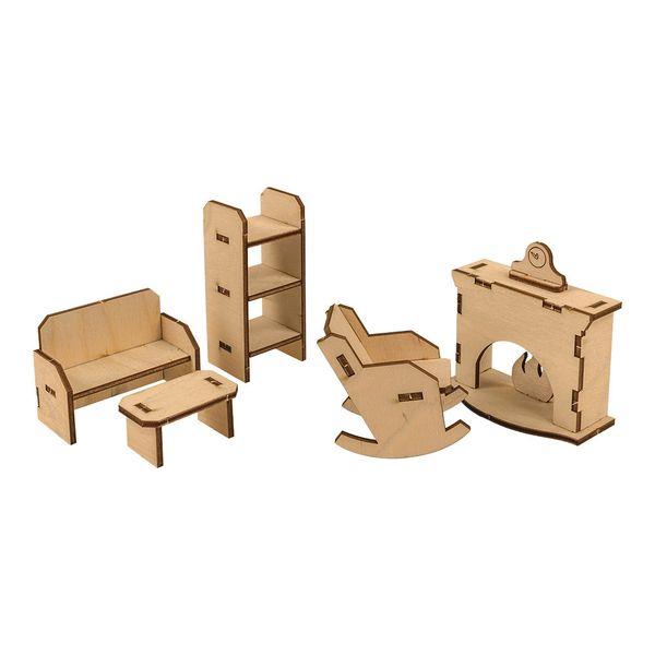 Заготовка из фанеры Набор мебели и аксессуаров, Гостиная 6 предметов, ВД-492 Mr.Carving