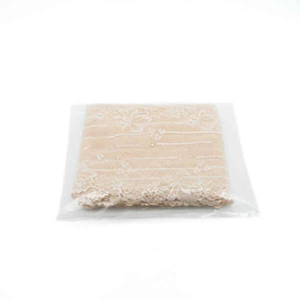 Кружево бельевое эластичное 185 мм / 10 м, бежевый