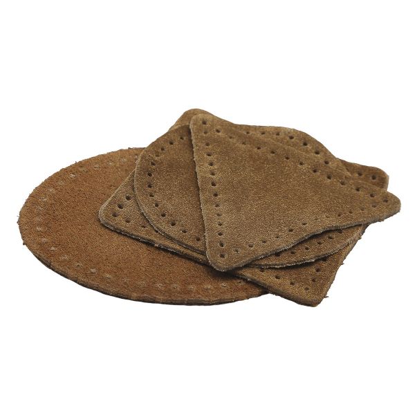 Набор заплаток пришивных из замши, круг, квадрат, треугольник, овал 6см, с перфорацией, 4 шт (32 кэмел), 59723