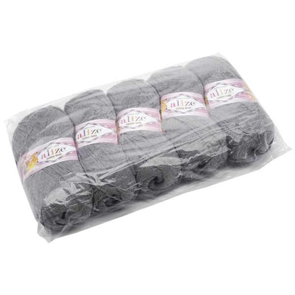 Пряжа Alize (Ализе) Cotton Gold / уп.5 мот. по 100 г, 330м, 828 серый