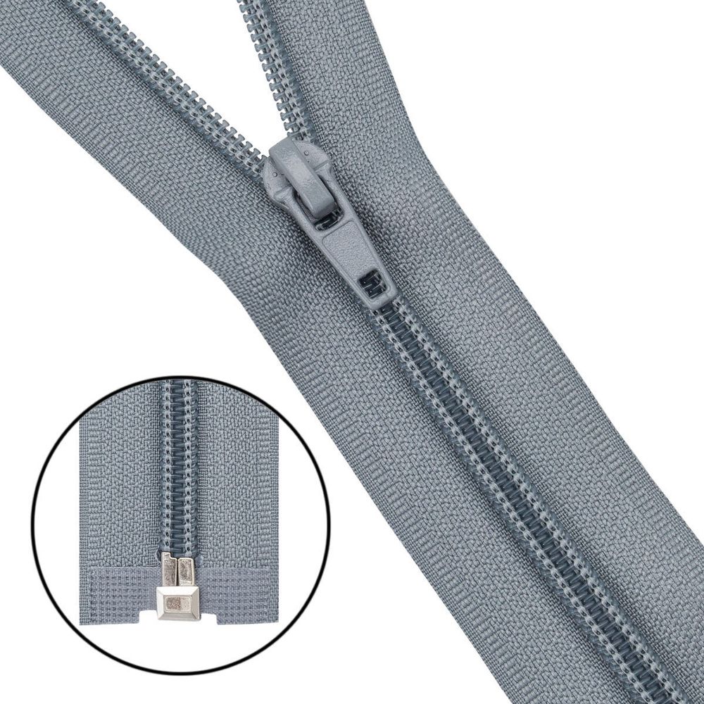 Молния спираль (витая) Т5 (5 мм) 1 зам., разъем., 45 см, 243 серый, 10 шт