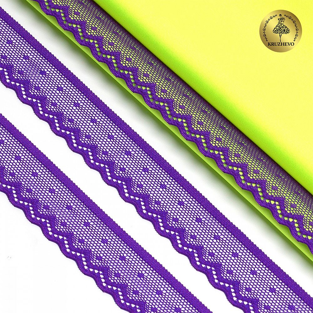 Кружево эластичное (стрейч) 25 мм, 8028, цв.A0507 фиолетовый неон уп.50м, Kruzhevo