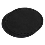 Заплатки пришивные из кожи, овал 8х10,9см с перфорацией, 2 шт, 100% кожа, 01 черный, 9124