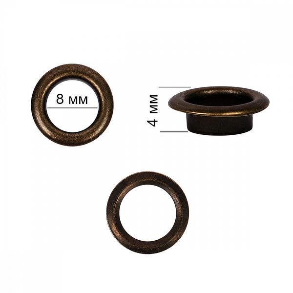 Люверсы сталь ⌀8 мм, h4 мм (№5), TBY.2089, антик, 500шт