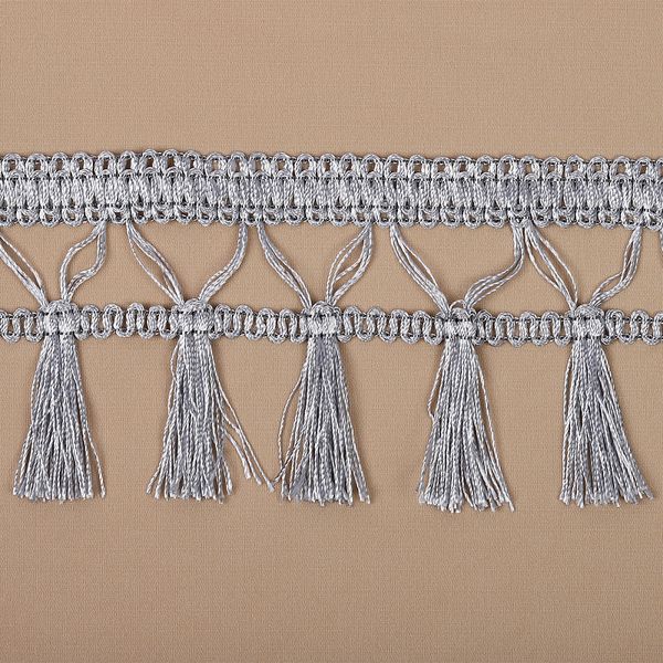 Бахрома отделочная 70.0 мм / 10 метров, с кисточками, 6154-0419, 6474 серебро