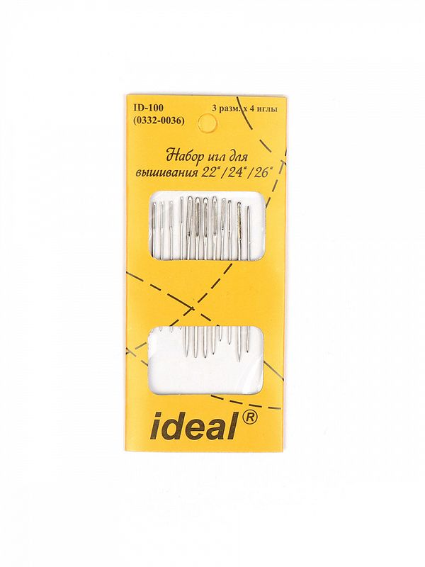 Иглы ручные для вышивания Ассорти 22/24/26 уп.3 размх4Иглы ручные