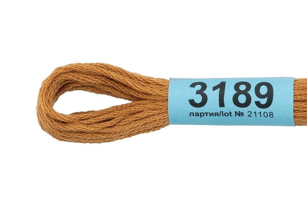 Мулине Gamma 100% хлопок, цв.3189 горчичный, 24 мотка по 8 метров