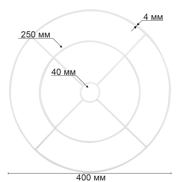 Каркас двойной для абажура (заготовка) сталь металл ⌀400 мм, белый, Gamma RKD-40/25