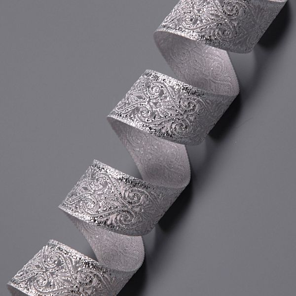 Тесьма металлизированная Дамаск 22мм / 10м (серебро), 22071
