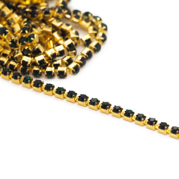 Стразы на цепи 2.5 мм, 9.14 метров, зеленый, SS8,5