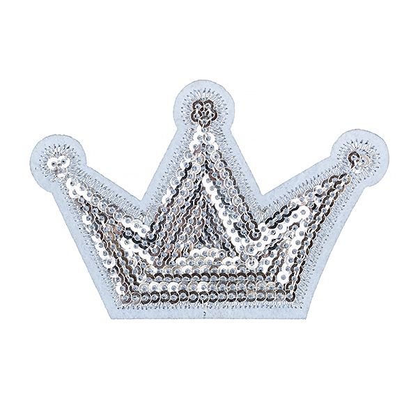 Термоаппликация с пайетками Корона 83х55мм цв.серебро, 10 шт