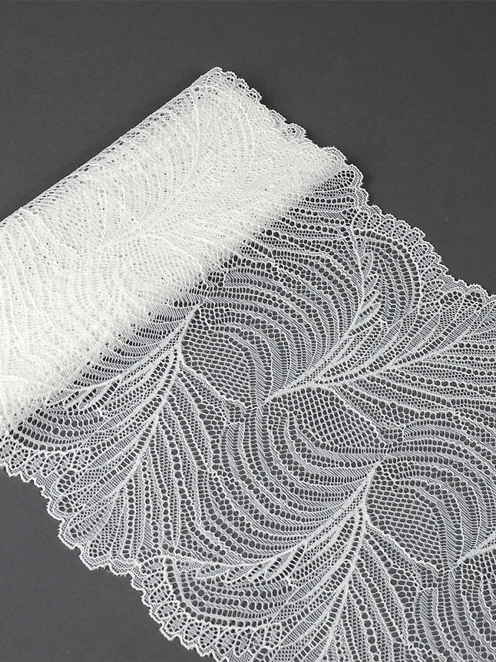 Кружево бельевое эластичное 215 мм / 2.7 м, 3517, цв.004 белый, Kruzhevo